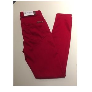 7 For All Mankind The Contour Ankle Skinny Red 26